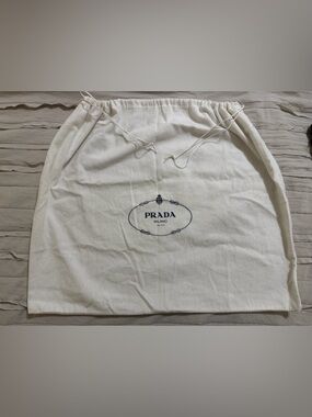 Prada Milano White Drawstring Duster Bag
